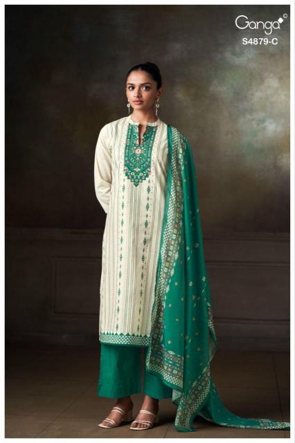 Ganga pryael 4879 cotton dress materials wholesale